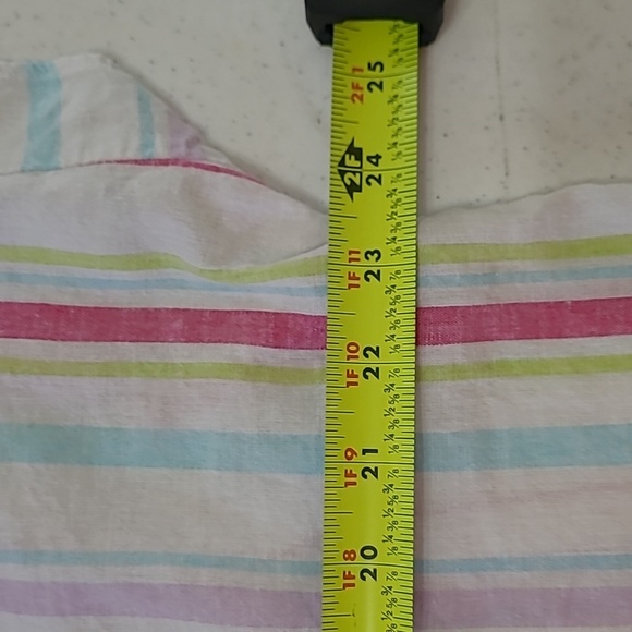 Crown & Ivy Multicolor Vertically Striped Blouse with Ruffled Sleeves size Large - Picture 5 of 6